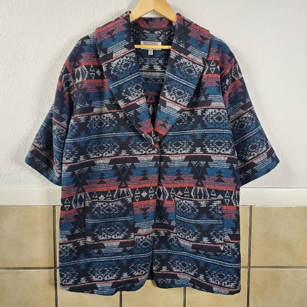 Ecote single snap front southwestern knit coat/chore coat Size Medium